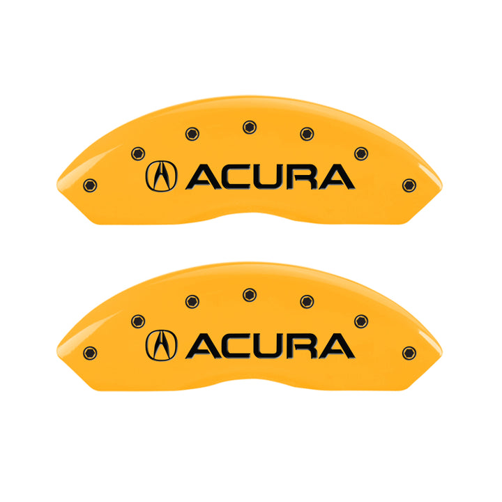 MGP 4 Caliper Covers Engraved Front & Rear Acura Yellow Finish Black Char 1999 Acura RL