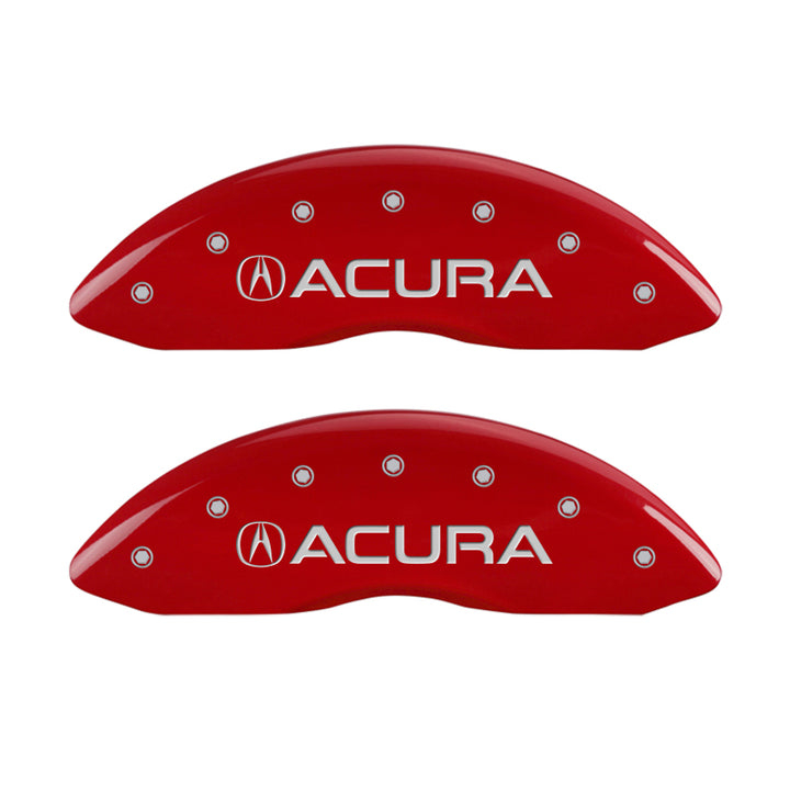 MGP 4 Caliper Covers Engraved Front & Rear Acura Red Finish Silver Char 2017 Acura MDX