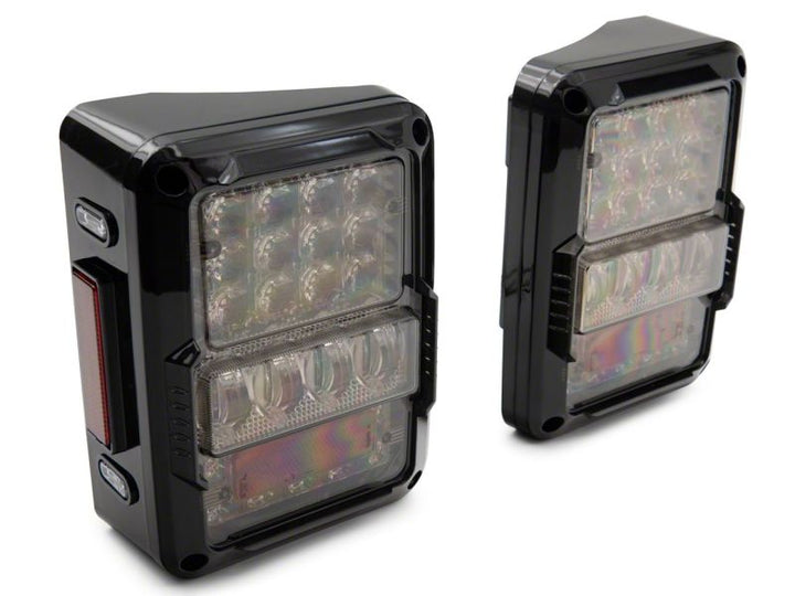 Raxiom 07-18 Jeep Wrangler JK Axial Series Lux LED Tail Lights- Black Housing (Clear Lens)