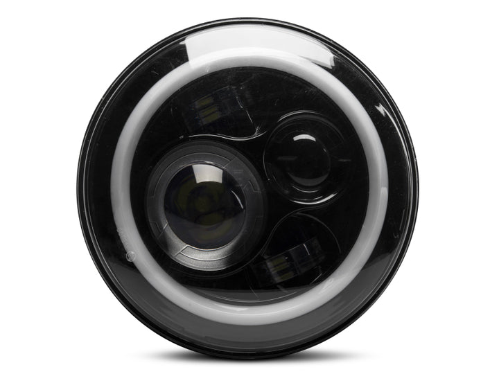 Raxiom 97-18 Jeep Wrangler TJ/JK Axial Halo Headlights w/ DRL Amber Signals- Black Hsng (Clear Lens)