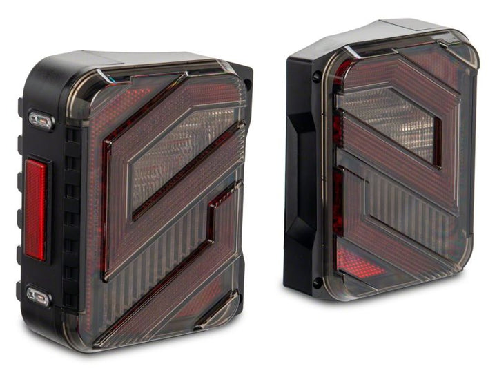 Raxiom 07-18 Jeep Wrangler JK Axial Series Trident LED Tail Lights- Black Housing (Clear Lens)