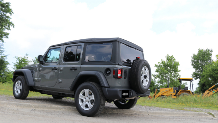 Corsa 2018-2025 Jeep Wrangler JL 2.5in Dual Rear Turn Down Exit Black Sport Axle-Back Exhaust