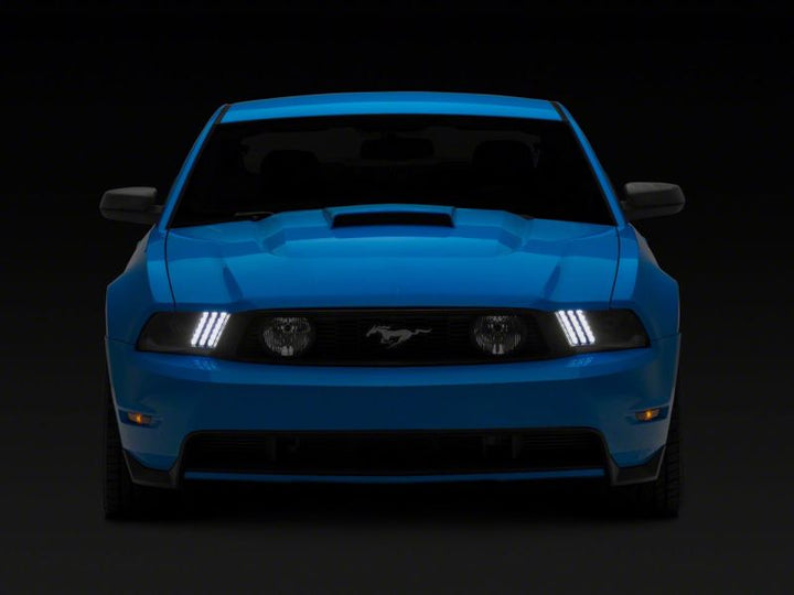 Raxiom 10-12 Ford Mustang LED Projector Headlights SEQL Turn Signals- Black Housing (Clear Lens)