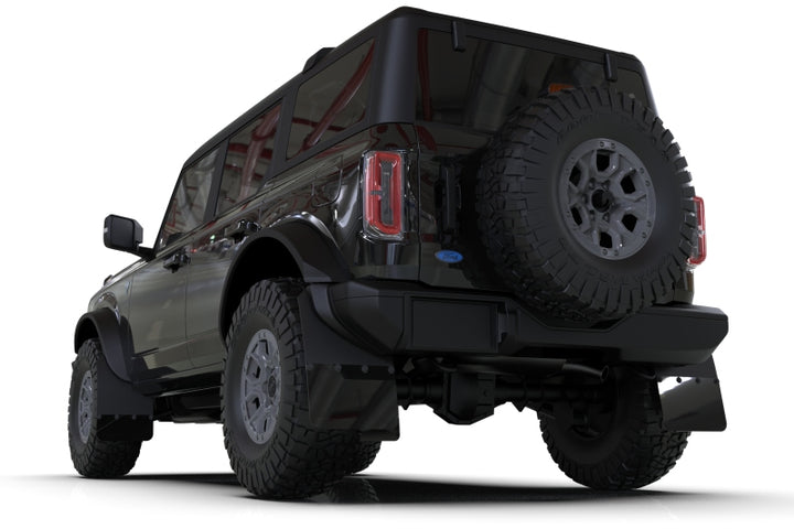 Rally Armor 21-25 Ford Bronco (Steel Bmpr + RB - NO Rptr/Sprt) Blk Mud Flap w/Red Logo