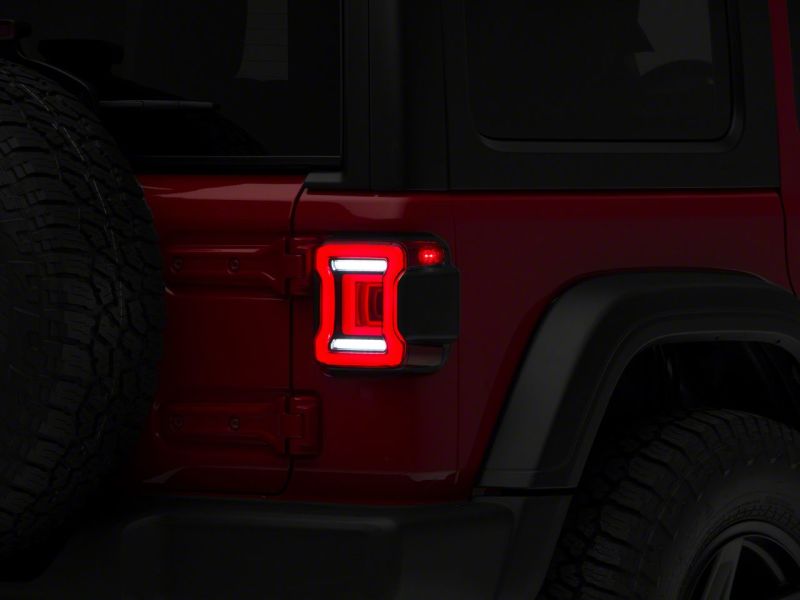 Raxiom 18-23 Jeep Wrangler JL Horizon LED Tail Lights- Black Housing- Red Lens