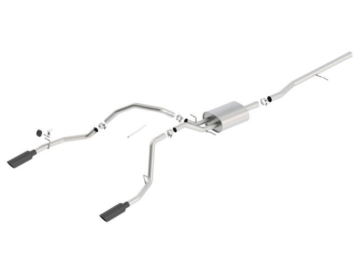 Borla 14 Silv/Sierra 1500 C/B Touring Exh/2.75in in Muffler 2.25inout 4inTIp SS Rear Exit-Blk Chrome