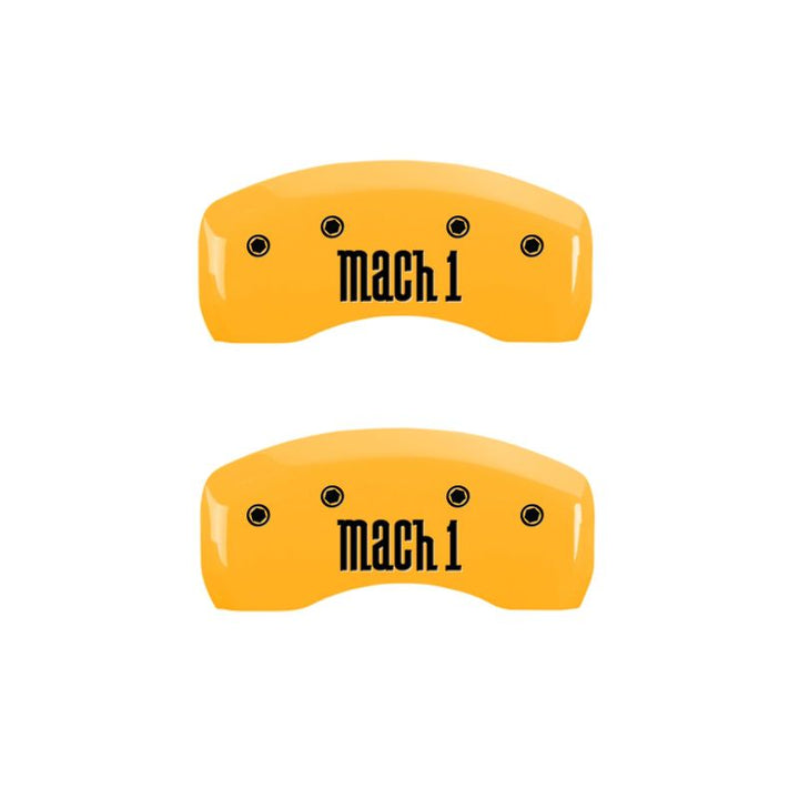 MGP 4 Caliper Covers Engraved Front & Rear Mach 1 Yellow Finish Black Char 2004 Ford Mustang