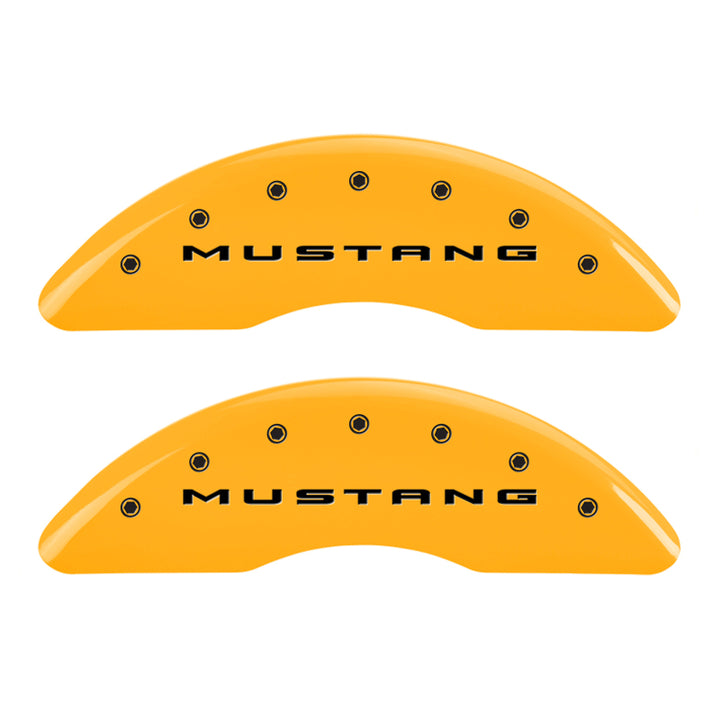 MGP 4 Caliper Covers Engraved Front 2015/Mustang Engraved Rear 2015/50 Yellow finish black ch