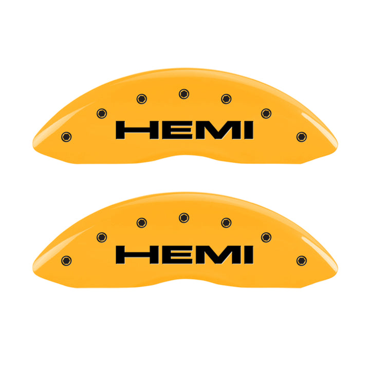 MGP 4 Caliper Covers Engraved Front & Rear Hemi Yellow Finish Black Char 2006 Jeep Commander