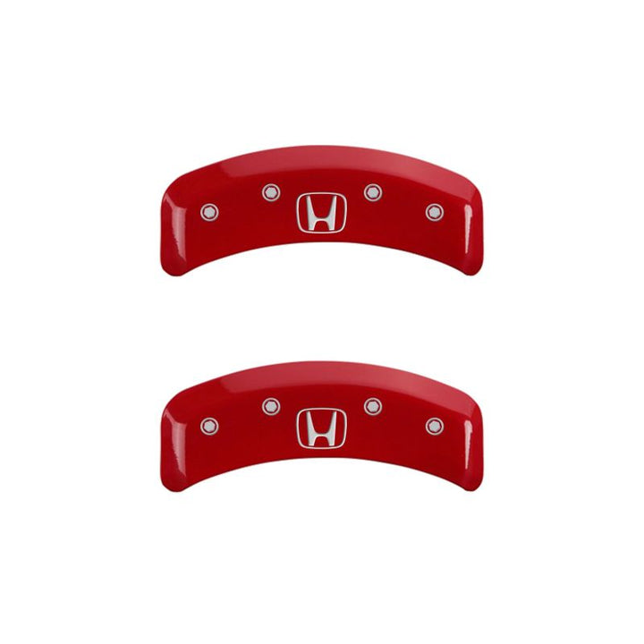 MGP 4 Caliper Covers Engraved Front Honda Engraved Rear H Logo Red finish silver ch