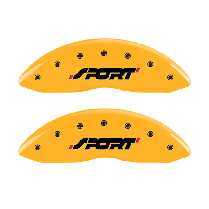 MGP 4 Caliper Covers Engraved Front & Rear SPORT Yellow finish black ch