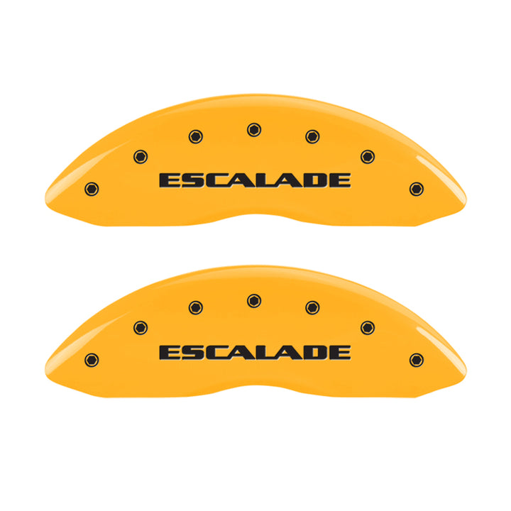 MGP 4 Caliper Covers Engraved Front & Rear Escalade Yellow finish black ch
