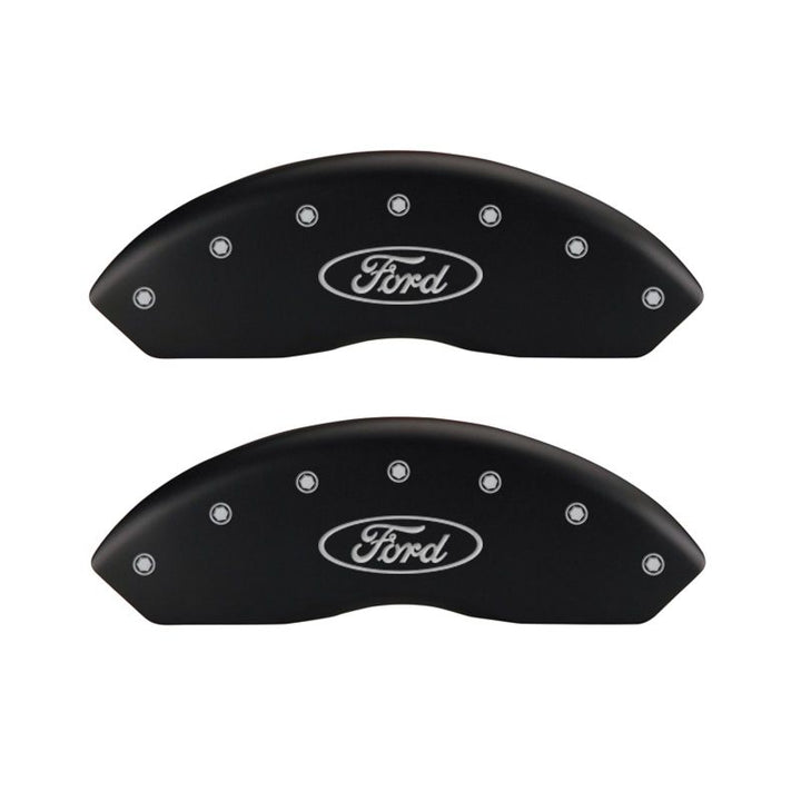 MGP 4 Caliper Covers Engraved Front Shelby Engraved Rear Tiffany Snake Black finish silver ch