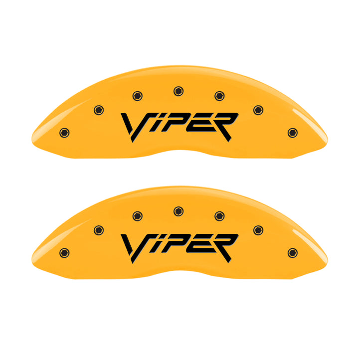 MGP 4 Caliper Covers Engraved Front Viper Rear Snake Yellow Finish Black Char 2002 Dodge Viper