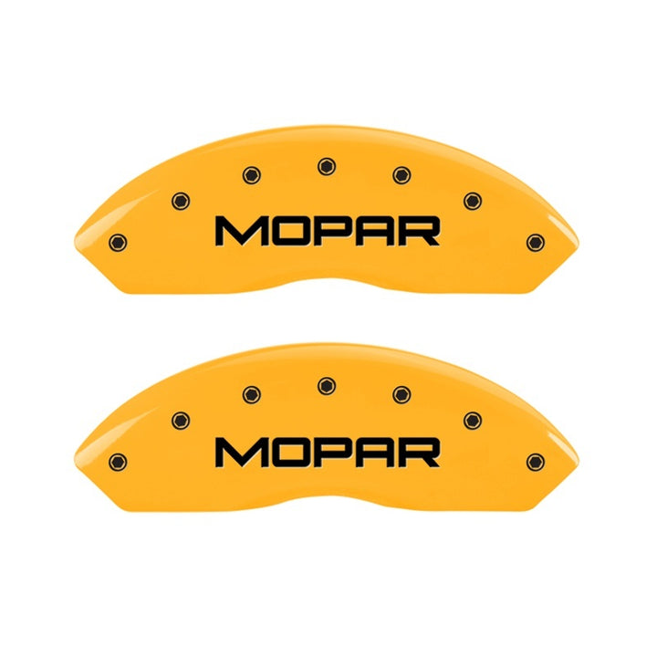 MGP 2 Caliper Covers Engraved Front Mopar Yellow Finish Black Char 2006 Jeep Wrangler