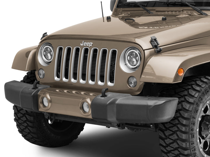 Raxiom 97-18 Jeep Wrangler TJ/JK Axial 7-Inch LED Headlights w/RGB Halo- Black Housing (Clear Lens)