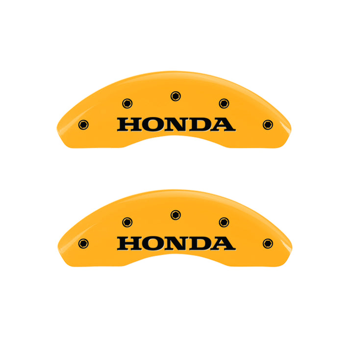 MGP 4 Caliper Covers Engraved Front Honda Rear H Logo Yellow Finish Black Char 2010 Honda CR-V