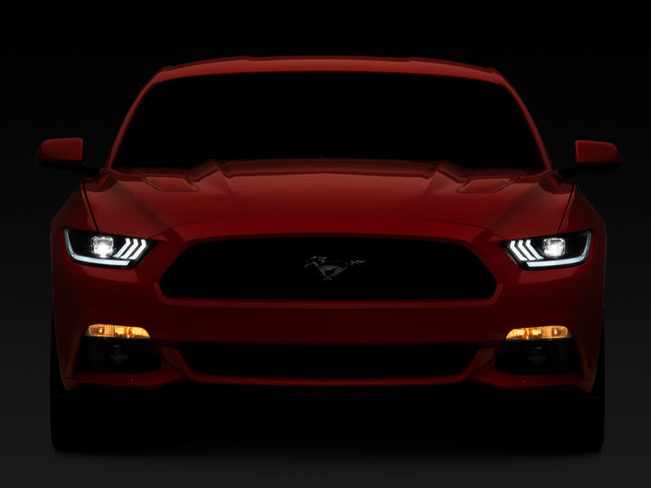Raxiom 15-17 Ford Mustang GT350 GT500 LED Projector Headlights- Black Housing (Clear Lens)