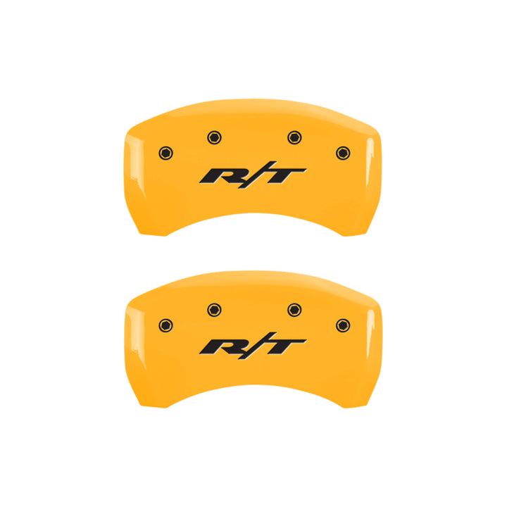 MGP 4 Caliper Covers Engraved Front & Rear RT1-Truck Yellow Finish Black Char 2006 Dodge Charger