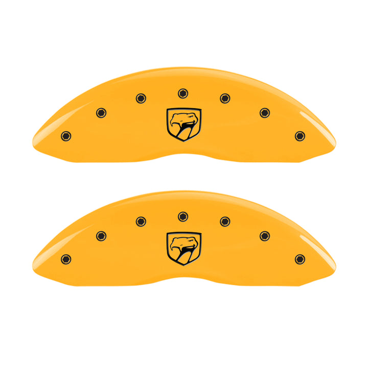MGP 4 Caliper Covers Engraved Front Viper Rear Snake Yellow Finish Black Char 2002 Dodge Viper