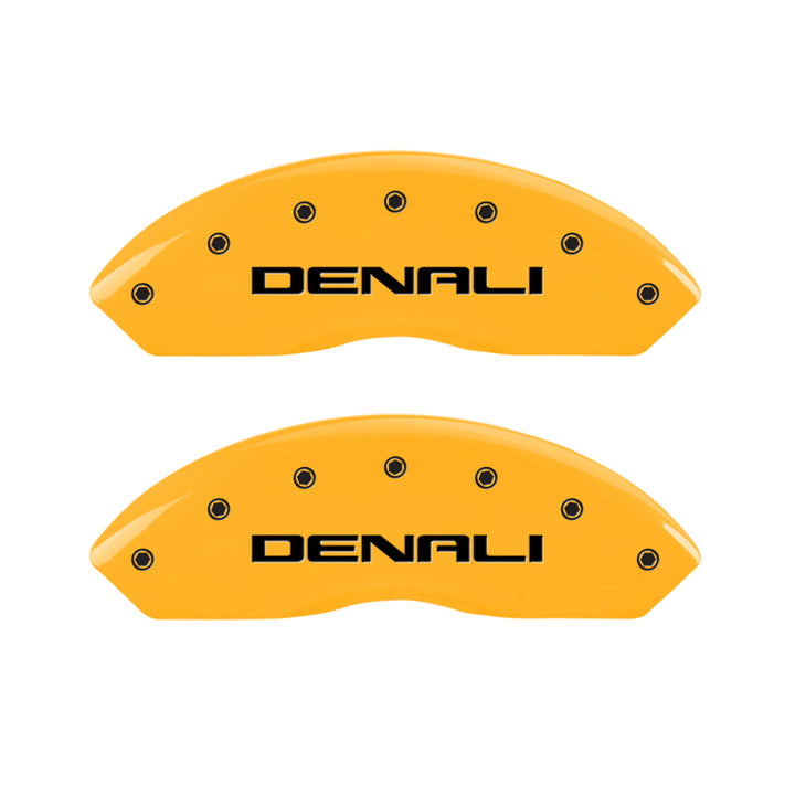 MGP 4 Caliper Covers Engraved Front & Rear Denali Yellow Finish Black Char 2017 GMC Acadia