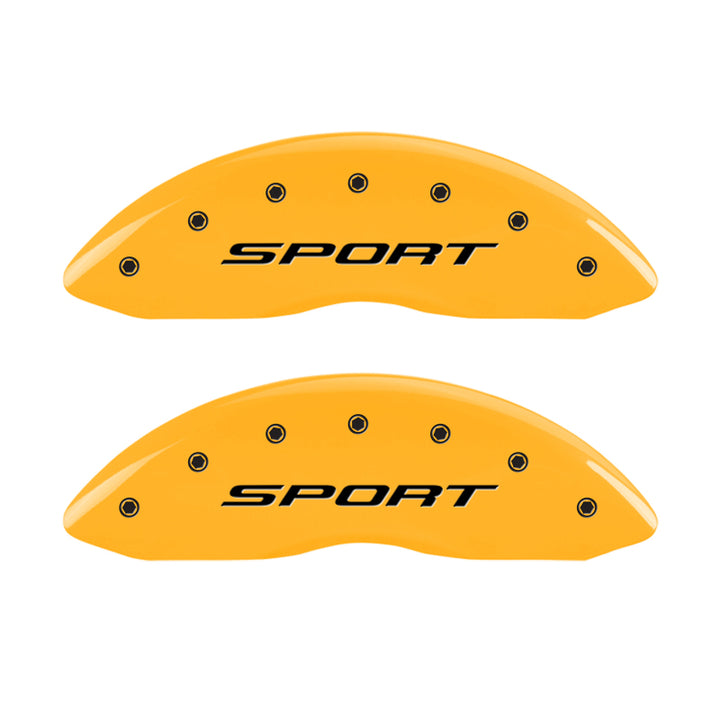 MGP 4 Caliper Covers Engraved front & Rear 2015/Sport Yellow finish black ch
