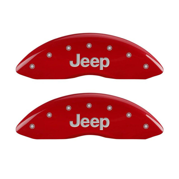 MGP 4 Caliper Covers Engraved Front & Rear JEEP Red finish silver ch