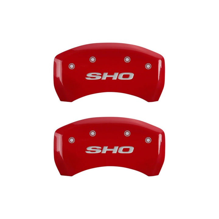MGP 4 Caliper Covers Engraved Front & Rear SHO Red finish silver ch
