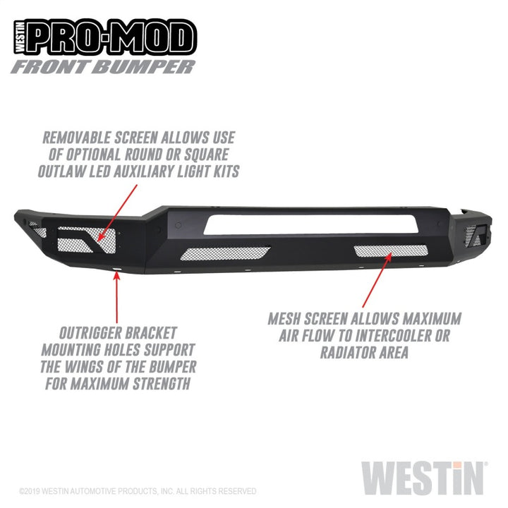 Westin 2019 Dodge Ram 1500 ( Excludes 1500 Classic & Rebel Models ) Pro-Mod Front Bumper - Text. Blk