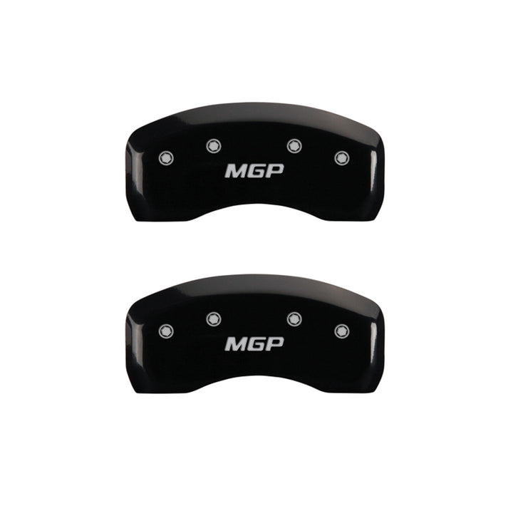 MGP 4 Caliper Covers Engraved Front & Rear MGP Black Finish Silver Char 2018 Hyundai Santa Fe Sport