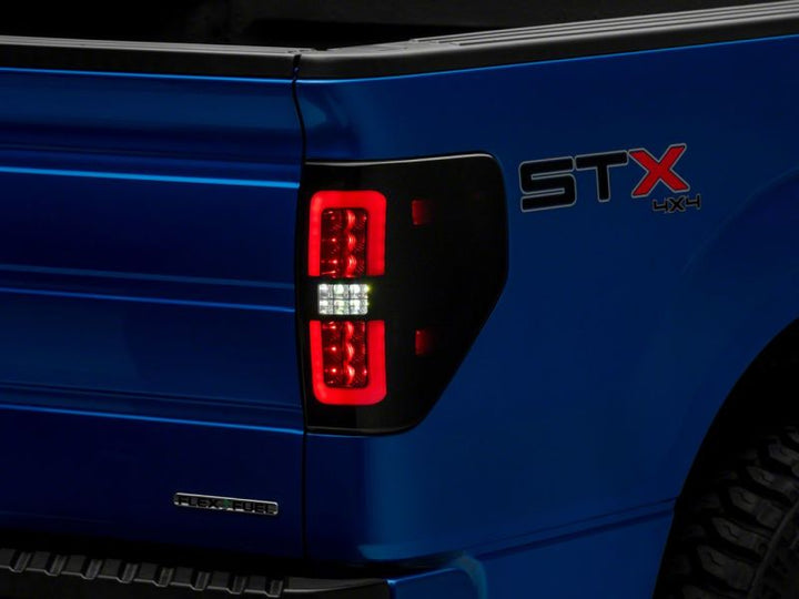 Raxiom 09-14 Ford F-150 Styleside Axial Series LED Tail Lights w/ Halo- Black Housing (Smoked Lens)