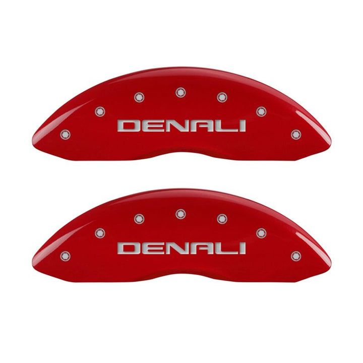 MGP 4 Caliper Covers Engraved Front & Rear Denali Red Finish Silver Char 2018 GMC Canyon