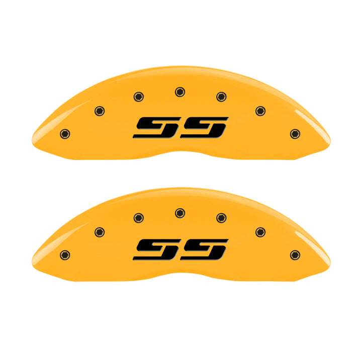 MGP 4 Caliper Covers Engraved Front & Rear Silverado SS Yellow Finish Black Char 2001 Chevy Tahoe