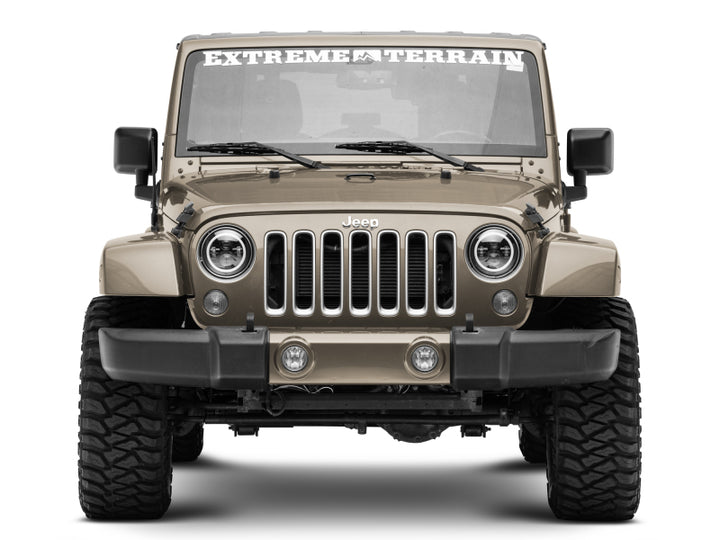 Raxiom 97-18 Jeep Wrangler TJ/JK Axial 7-Inch LED Headlights w/RGB Halo- Black Housing (Clear Lens)