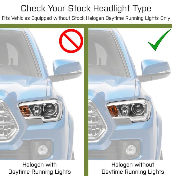 Raxiom 16-23 Toyota Tacoma w/ Factory Halogen DRL LED Headlights- Black Housing (Clear Lens)