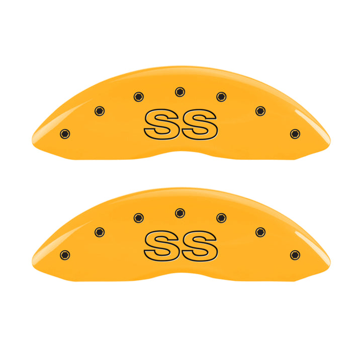 MGP 4 Caliper Covers Engraved Front & Rear Classic/SS Yellow Finish Black Char 2000 Chevrolet Camaro
