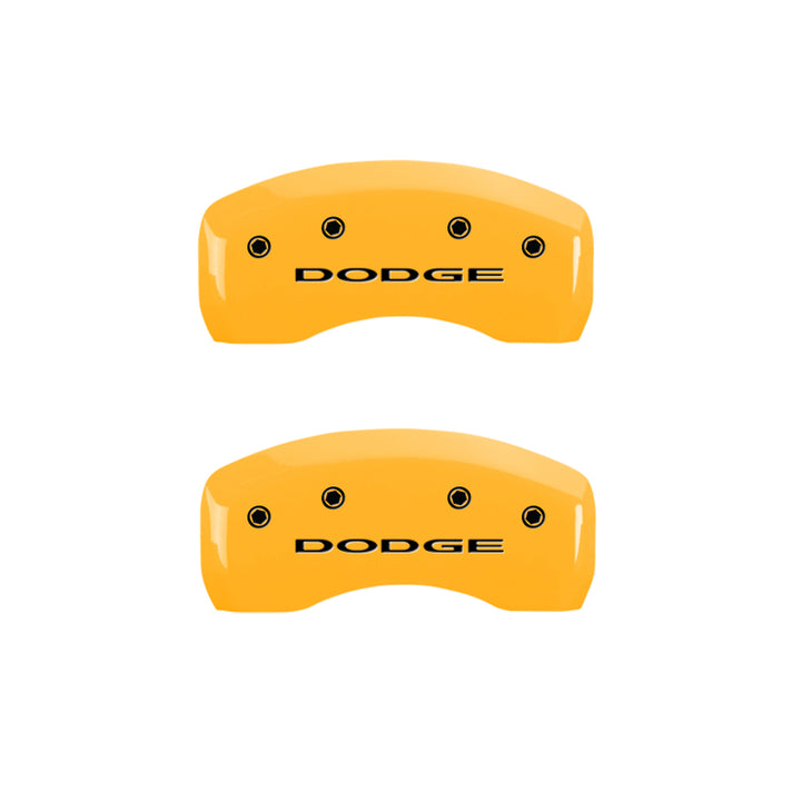 MGP 4 Caliper Covers Engraved Front & Rear With out stripes/Dodge Yellow finish black ch