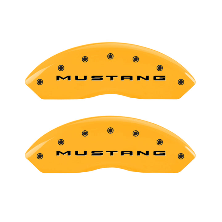 MGP 4 Caliper Covers Engraved Front 2015/Mustang Engraved Rear 2015/37 Yellow finish black ch