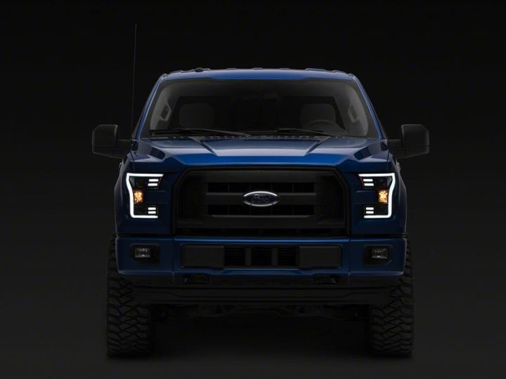 Raxiom 15-17 Ford F-150 G3 Projector Headlights w/ LED Accent- Black Housing (Clear Lens)
