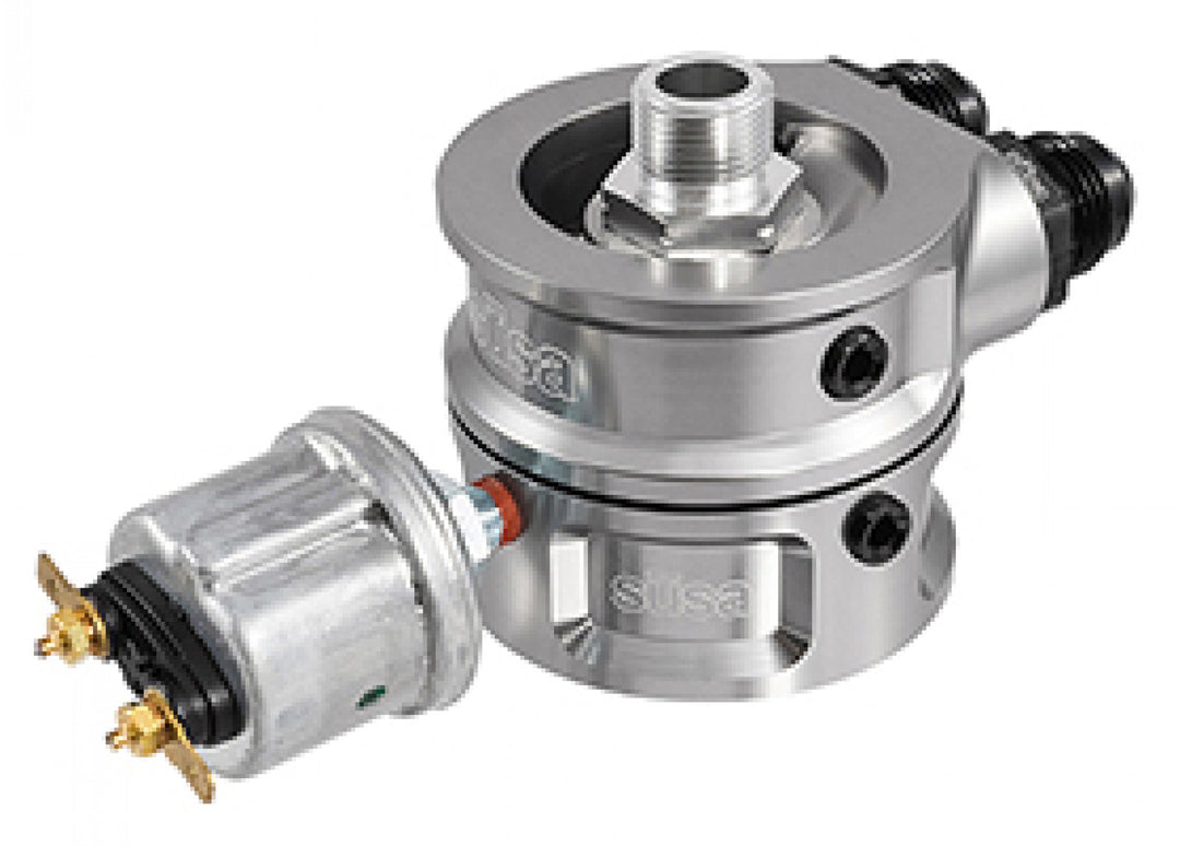 Setrab sandwich filter adapter, Billet 3/4-16 filter thread, M22 ports
